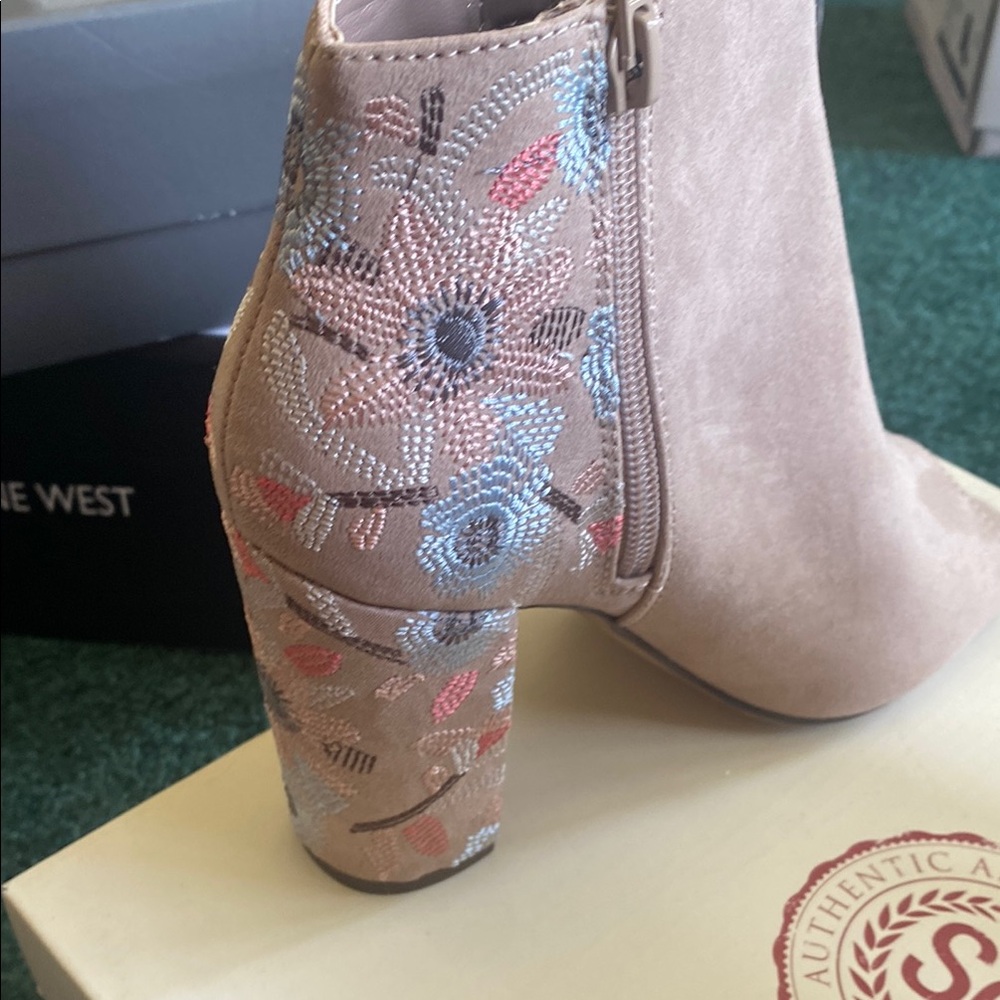 Embroidered Floral Ankle Boots